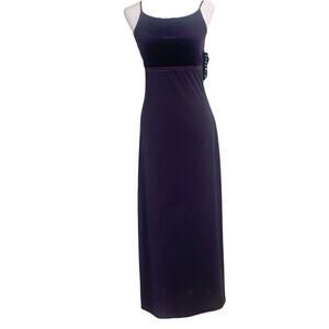 Byer Too! WhimsyGoth VTG Maxi Dress Eggplant Sz M Velvet Bodice Prom Party Gown